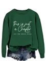 Detalle de sudadera verde oscuro con estampado de letras blancas y cuello redondo elástico - S / Fuente Blanca / verde oscuro