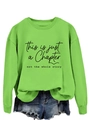 Detail of loose neon green sweatshirt with black text print and casual crew neck design - S / Black Font / Fluorescent Green