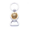 Polished silver metal beer bottle opener keychain with retro draft beer design - Always On Tap Draft Beer Style (JY008654-13)