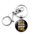 Close-up of metal lobster clasp keychain with It's Beer Time pendant and beer mugs - It's Beer Time (JY008655-11)