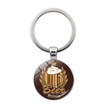 Dettaglio del portachiavi in argento con ciondolo circolare in vetro Beer Premium - Birra Premium Corona (JY008651-12)