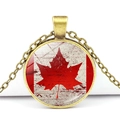 Collana vintage in bronzo con ciondolo rotondo bandiera Canada stile invecchiato - Stile Bandiera Invecchiata Vintage (JY008657-2)