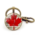 Détail du porte-clés drapeau Canada vintage avec finition bronze et pendentif feuille d'érable - Jy008665-cuivre 4