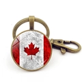 Porte-clés drapeau du Canada vintage avec anneau en bronze et pendentif en verre - Jy008665-cuivre 1