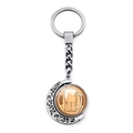 Rotating moon keychain for Munich Oktoberfest featuring a beer mug glass pendant charm - Single Beer Mug Cartoon Illustration (JY008652-8)