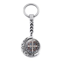 Sint-Benedictus sleutelhanger met draaibare medaille in maanframe en emaille afwerking - Emaille Kruispenning (JY008671-12)