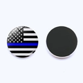 Detailed view of 25mm Thin Blue Line American flag crystal glass fridge magnet - Thin Blue Line Flag (JY008692-12) / 25mm