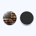 Detail view of American flag fridge magnet with crystal glass dome and magnetic backing - Vintage Gold-Black Flag (JY008692-11) / 25mm