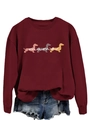 Dettaglio felpa bordeaux con scritta mama e sagome di cani bassotti stampate - S / Rosso Vino (Lettere Bianche)
