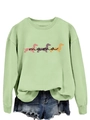 Dettaglio felpa verde chiaro a girocollo con scritta mama e stampe con silhouette di bassotto - S / Verde Oliva (Lettere Nere)