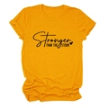 Detail of Stronger Than The Storm lettering on mustard yellow cotton t-shirt - S / Mustard Yellow (Black Text)