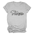 Detail of Stronger Than The Storm text print on light grey casual cotton t-shirt - Light Gray (Black Font)