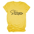 Detail of yellow cotton T-shirt featuring Stronger Than The Storm text and heart graphic - Yellow (Black Font)