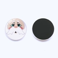 Round Christmas snowman fridge magnet with soft crystal glass and black magnetic back - Sad Santa Face (JY008707-5)