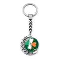 Porte-clés trèfle drapeau Irlande avec pendentif lune rotatif en acier inoxydable - Style Trèfle Tricolore Irlande (JY008702-6)
