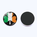 Detail of Irish clover fridge magnet featuring crystal glass dome and magnetic backing - Bright Shamrock Glass Style (JY008704-11)