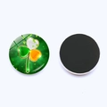 Detail of Irish clover glass fridge magnet with magnetic back for home decoration - Heart Patchwork Shamrock Style (JY008704-10)