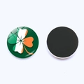 Round Irish shamrock glass fridge magnet with magnetic back for home decoration - Green Base Clover Style (JY008704-6)