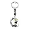 Détail du pendentif lune rotatif avec motif panda mignon sur un porte-clés argenté - Jy008710-12