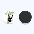 Cute panda and bamboo crystal glass fridge magnet with 25mm round magnetic back - Panda Climbing Bamboo (JY008708-12)
