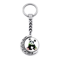 Détail du pendentif lune rotatif avec motif de panda mignon et bambou sur porte-clés - Style Panda Mignon et Doux (JY008710-6)