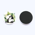 30mm round panda fridge magnet with crystal glass top and soft magnetic backing - Cartoon Panda Illustration Pose (JY008708-8)