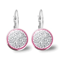 Detail of dragon fruit leverback earrings with white pulp and black seed patterns - Dragon Fruit Slice Style (JY008717 Silver-12)