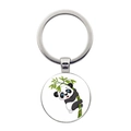 Süßer Panda und Bambus Metall Schlüsselanhänger für Schultaschen und Autoschlüssel - Panda klettert auf Bambus Stil (JY008709-1)