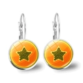 Detail view of lever-back earrings with orange fruit slice pattern and star design - Star/Starfruit Slice Style (JY008717 Silver-6)