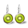 Orecchini pendenti con kiwi in vetro e ganci argentati per uno stile estivo fresco - Stile Fetta di Kiwi (JY008717银-3)
