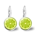 Orecchini a cerchio con fetta di lime fresco e finitura in vetro cristallo - Stile Fetta di Lime (JY008717银-4)