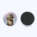 Artistic cat magnets with round crystal glass design and full magnetic back detail - Green Hat Tabby Cat(JY008746-12)