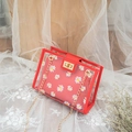 Transparente rote PVC-Schultertasche mit Gänseblümchen und roter Innentasche - Rot