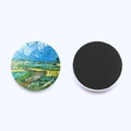 Van Gogh Starry Night round crystal glass fridge magnets with strong magnetic back - Landscape Painting (JY008742-10)