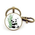 Dettaglio portachiavi panda in lega di bronzo con ciondolo in vetro e moschettone - Stile Panda Bronzo 10 (JY008756-Bronzo 10)