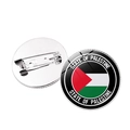 State of Palestine flag pins with clear dome finish and silver metal pin backings - State of Palestine Text Style (Silver JY008763-6)