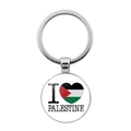 Silberner Schlüsselanhänger aus Metall mit I Love Palestine Flaggen-Glasanhänger - Flag Heart (I Love Palestine) / Silber