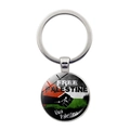 Schlüsselanhänger mit Palästina-Flagge aus Glas und Viva Palestina Schriftzug - Fist Slogan (Free Palestine) / Silber