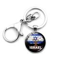 Detail of Israel flag tree of life charm keychain with silver lobster clasp and ring - Tree of Life Israel Flag Style (JY008785-8)