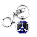 Détail du porte-clés drapeau d'Israël avec l'étoile de David et le symbole de paix - Style Signe de Paix & Magen David (JY008785-4)