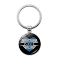 Dettaglio portachiavi Israele con mandala a cuore bianco e blu e stella di David - Stile Cuore Mandala (JY008774-7)