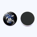 Detail of round 25mm Israel flag crystal glass fridge magnet with magnetic backing - Black Background Peace Gesture (JY008782-9)