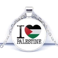 Collana d'argento con ciondolo a cuore I Love Palestine nei colori della bandiera - Stile Cuore I Love Palestine (JY008759-12)