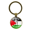 Bronze Schlüsselanhänger mit Palästina Flagge und Free Palestine Glasschrift - Fist Slogan (Free Palestine) / Bronze