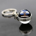 Détail du porte-clés boule de verre drapeau Israël arbre de vie avec anneau en métal argenté - Style Arbre de Vie Israël (JY008779-8)