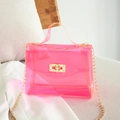 Schicke rosa transparente PVC-Gelee-Handtasche mit goldener Kette und Metallverschluss - Rosa