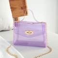 Süße lila transparente Jelly-Handtasche mit goldener Kette und Metallverschluss - Lila