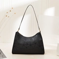 Borsa a spalla geometrica nera minimalista con sfaccettature e cerniera dorata - Nero