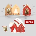 Set di 10 biglietti di auguri natalizi 3D a forma di casa con alberi e pupazzi di neve - Stile Casa Innevata Rotante (HB300 Biglietto Rotante di Natale) / Confezione da 10 (20x15cm)