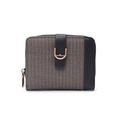 Détail du portefeuille à carreaux gris PRETTYZYS avec bord noir et boucle en or rose - Noir et Gris